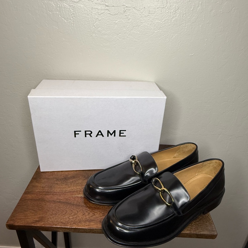 Frame Denim Glossy Black Loafers for Men